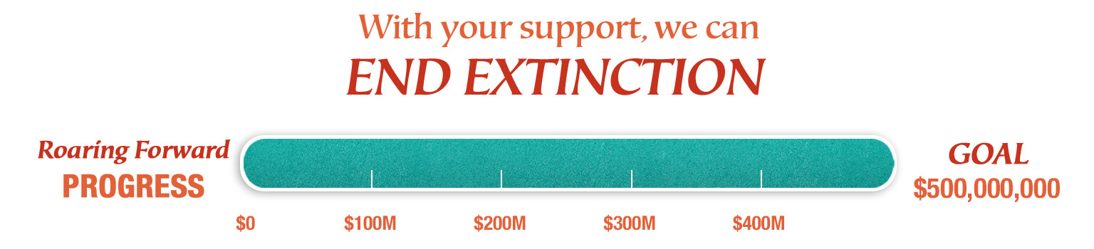 With your support we can end extinction. Progress: $500 million goal achieved.